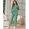 image:imageEkouaer Lounge Sets for Women Short Sleeve Tops and Long Pants Soft Comfy Pajamas Set 2 Piece OutfitsGray Green