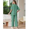 image:imageEkouaer Lounge Sets for Women Short Sleeve Tops and Long Pants Soft Comfy Pajamas Set 2 Piece OutfitsGray Green