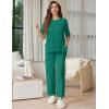 image:imageEkouaer Lounge Sets for Women Short Sleeve Tops and Long Pants Soft Comfy Pajamas Set 2 Piece OutfitsIvy Green