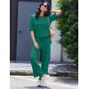 image:imageEkouaer Lounge Sets for Women Short Sleeve Tops and Long Pants Soft Comfy Pajamas Set 2 Piece OutfitsIvy Green