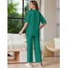 image:imageEkouaer Lounge Sets for Women Short Sleeve Tops and Long Pants Soft Comfy Pajamas Set 2 Piece OutfitsIvy Green