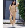 image:imageEkouaer Lounge Sets for Women Short Sleeve Tops and Long Pants Soft Comfy Pajamas Set 2 Piece OutfitsKhaki