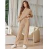 image:imageEkouaer Lounge Sets for Women Short Sleeve Tops and Long Pants Soft Comfy Pajamas Set 2 Piece OutfitsKhaki