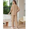 image:imageEkouaer Lounge Sets for Women Short Sleeve Tops and Long Pants Soft Comfy Pajamas Set 2 Piece OutfitsKhaki