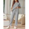 image:imageEkouaer Lounge Sets for Women Short Sleeve Tops and Long Pants Soft Comfy Pajamas Set 2 Piece OutfitsLight Gray