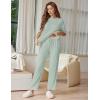 image:imageEkouaer Lounge Sets for Women Short Sleeve Tops and Long Pants Soft Comfy Pajamas Set 2 Piece OutfitsLight Green