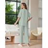 image:imageEkouaer Lounge Sets for Women Short Sleeve Tops and Long Pants Soft Comfy Pajamas Set 2 Piece OutfitsLight Green