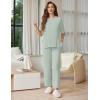 image:imageEkouaer Lounge Sets for Women Short Sleeve Tops and Long Pants Soft Comfy Pajamas Set 2 Piece OutfitsLight Green