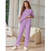 image:imageEkouaer Lounge Sets for Women Short Sleeve Tops and Long Pants Soft Comfy Pajamas Set 2 Piece OutfitsLilac