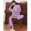 image:imageEkouaer Lounge Sets for Women Short Sleeve Tops and Long Pants Soft Comfy Pajamas Set 2 Piece OutfitsLilac
