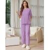 image:imageEkouaer Lounge Sets for Women Short Sleeve Tops and Long Pants Soft Comfy Pajamas Set 2 Piece OutfitsLilac