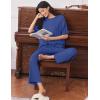 image:imageEkouaer Lounge Sets for Women Short Sleeve Tops and Long Pants Soft Comfy Pajamas Set 2 Piece OutfitsNavy