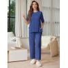 image:imageEkouaer Lounge Sets for Women Short Sleeve Tops and Long Pants Soft Comfy Pajamas Set 2 Piece OutfitsNavy