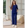 image:imageEkouaer Lounge Sets for Women Short Sleeve Tops and Long Pants Soft Comfy Pajamas Set 2 Piece OutfitsNavy Blue