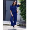 image:imageEkouaer Lounge Sets for Women Short Sleeve Tops and Long Pants Soft Comfy Pajamas Set 2 Piece OutfitsNavy Blue