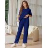 image:imageEkouaer Lounge Sets for Women Short Sleeve Tops and Long Pants Soft Comfy Pajamas Set 2 Piece OutfitsNavy Blue