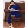 image:imageEkouaer Lounge Sets for Women Short Sleeve Tops and Long Pants Soft Comfy Pajamas Set 2 Piece OutfitsNavy Blue