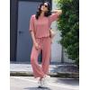 image:imageEkouaer Lounge Sets for Women Short Sleeve Tops and Long Pants Soft Comfy Pajamas Set 2 Piece OutfitsOld Rose