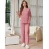 image:imageEkouaer Lounge Sets for Women Short Sleeve Tops and Long Pants Soft Comfy Pajamas Set 2 Piece OutfitsOld Rose