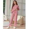 image:imageEkouaer Lounge Sets for Women Short Sleeve Tops and Long Pants Soft Comfy Pajamas Set 2 Piece OutfitsOld Rose
