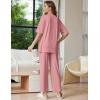 image:imageEkouaer Lounge Sets for Women Short Sleeve Tops and Long Pants Soft Comfy Pajamas Set 2 Piece OutfitsOld Rose
