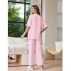 image:imageEkouaer Lounge Sets for Women Short Sleeve Tops and Long Pants Soft Comfy Pajamas Set 2 Piece OutfitsPink
