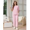 image:imageEkouaer Lounge Sets for Women Short Sleeve Tops and Long Pants Soft Comfy Pajamas Set 2 Piece OutfitsPink