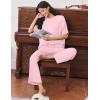 image:imageEkouaer Lounge Sets for Women Short Sleeve Tops and Long Pants Soft Comfy Pajamas Set 2 Piece OutfitsPink
