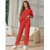 image:imageEkouaer Lounge Sets for Women Short Sleeve Tops and Long Pants Soft Comfy Pajamas Set 2 Piece OutfitsRed