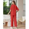 image:imageEkouaer Lounge Sets for Women Short Sleeve Tops and Long Pants Soft Comfy Pajamas Set 2 Piece OutfitsRed