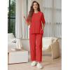 image:imageEkouaer Lounge Sets for Women Short Sleeve Tops and Long Pants Soft Comfy Pajamas Set 2 Piece OutfitsRed