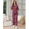 image:imageEkouaer Lounge Sets for Women Short Sleeve Tops and Long Pants Soft Comfy Pajamas Set 2 Piece OutfitsRose Leopard