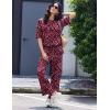 image:imageEkouaer Lounge Sets for Women Short Sleeve Tops and Long Pants Soft Comfy Pajamas Set 2 Piece OutfitsRose Leopard