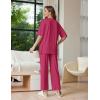 image:imageEkouaer Lounge Sets for Women Short Sleeve Tops and Long Pants Soft Comfy Pajamas Set 2 Piece OutfitsRose Red