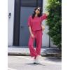 image:imageEkouaer Lounge Sets for Women Short Sleeve Tops and Long Pants Soft Comfy Pajamas Set 2 Piece OutfitsRose Red