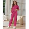 image:imageEkouaer Lounge Sets for Women Short Sleeve Tops and Long Pants Soft Comfy Pajamas Set 2 Piece OutfitsRose Red