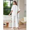image:imageEkouaer Lounge Sets for Women Short Sleeve Tops and Long Pants Soft Comfy Pajamas Set 2 Piece OutfitsWhite