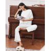 image:imageEkouaer Lounge Sets for Women Short Sleeve Tops and Long Pants Soft Comfy Pajamas Set 2 Piece OutfitsWhite