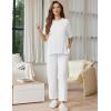 image:imageEkouaer Lounge Sets for Women Short Sleeve Tops and Long Pants Soft Comfy Pajamas Set 2 Piece OutfitsWhite