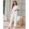image:imageEkouaer Lounge Sets for Women Short Sleeve Tops and Long Pants Soft Comfy Pajamas Set 2 Piece OutfitsWhite