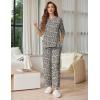 image:imageEkouaer Lounge Sets for Women Short Sleeve Tops and Long Pants Soft Comfy Pajamas Set 2 Piece OutfitsWhite Leopard