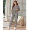 image:imageEkouaer Lounge Sets for Women Short Sleeve Tops and Long Pants Soft Comfy Pajamas Set 2 Piece OutfitsWhite Leopard