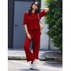 image:imageEkouaer Lounge Sets for Women Short Sleeve Tops and Long Pants Soft Comfy Pajamas Set 2 Piece OutfitsWine Red