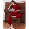 image:imageEkouaer Lounge Sets for Women Short Sleeve Tops and Long Pants Soft Comfy Pajamas Set 2 Piece OutfitsWine Red