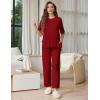image:imageEkouaer Lounge Sets for Women Short Sleeve Tops and Long Pants Soft Comfy Pajamas Set 2 Piece OutfitsWine Red