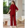 image:imageEkouaer Lounge Sets for Women Short Sleeve Tops and Long Pants Soft Comfy Pajamas Set 2 Piece OutfitsWine Red