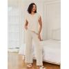 image:imageEkouaer Lounge Sets for Women Two Piece Outfits Knit Cap Sleeve Tops Wide Leg Pleated Pants Casual Dressy Sweater SetsBeige