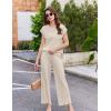 image:imageEkouaer Lounge Sets for Women Two Piece Outfits Knit Cap Sleeve Tops Wide Leg Pleated Pants Casual Dressy Sweater SetsBeige