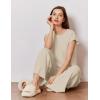 image:imageEkouaer Lounge Sets for Women Two Piece Outfits Knit Cap Sleeve Tops Wide Leg Pleated Pants Casual Dressy Sweater SetsBeige