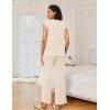 image:imageEkouaer Lounge Sets for Women Two Piece Outfits Knit Cap Sleeve Tops Wide Leg Pleated Pants Casual Dressy Sweater SetsCream